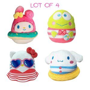 Squishmallows Lot of 4 Hello Kitty And Friends Pool Party Summer 6.5"
